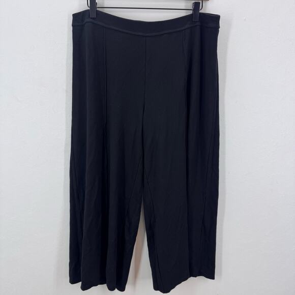 J Jill Wearever Forward Seam Wide Leg Crop Pants Women L Black Basic Minimalist - Picture 1 of 8